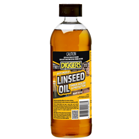DIGGERS 1L Anti-Mould Linseed Timber Oil Golden Brown Outdoor Decking Protection