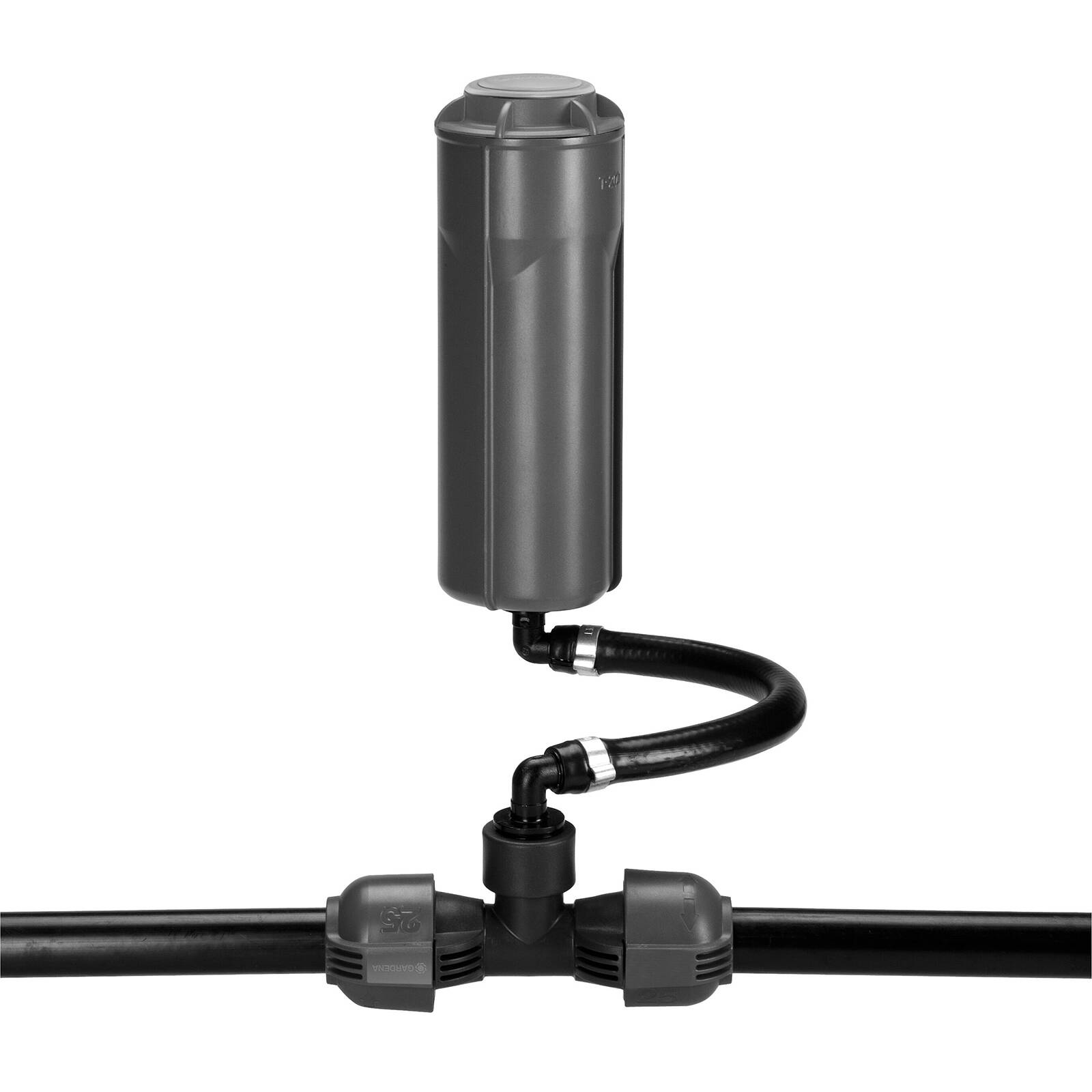 GARDENA 25mm x 3/4" Female Thread Pipeline T-Piece in Black/Dark Grey Plastic