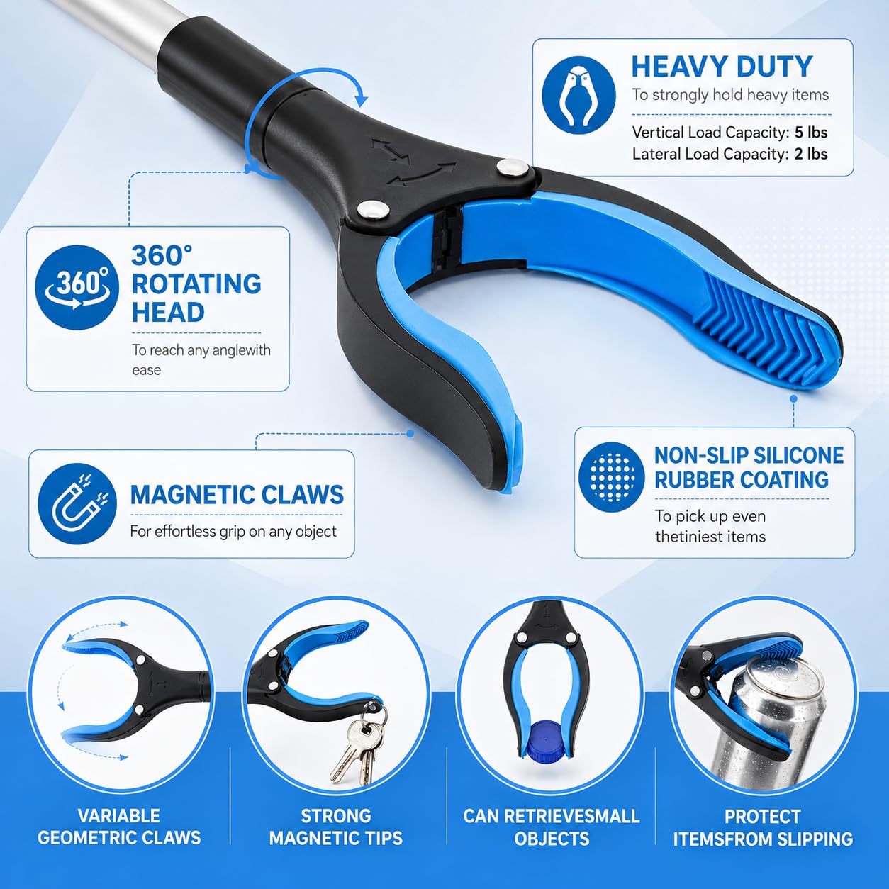 Foldable Grabber Reacher Tool 32" - 2 Pack