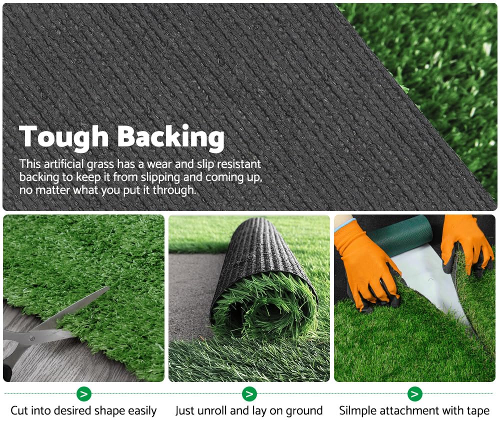 Artificial Grass Turf 2 x 10m - Olive 10mm Pile - 20sqm Synthetic Lawn, UV and Fire Tested, Perforated Backing