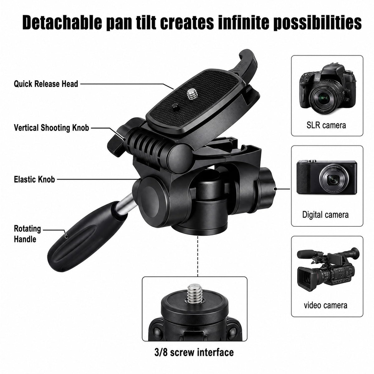 Aluminium Camera Tripod 188cm - Dual Mount, Orange
