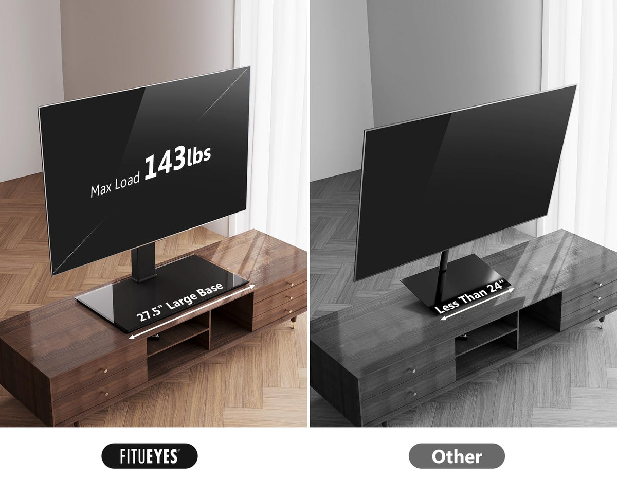 Universal Tabletop TV Stand for 50-80 Inch TVs - Black - Swivel 80 Degrees, 4 Height Settings, Holds 65kg, VESA to 800x6