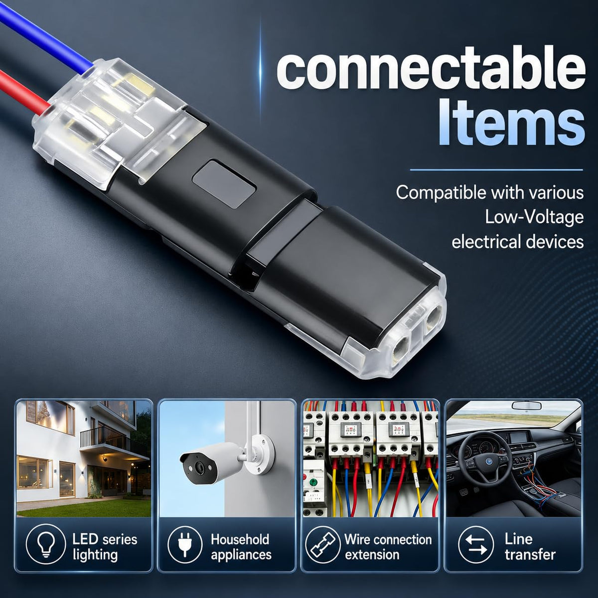 Quick-Connect Wire Connectors 18-22 AWG - 100 Pack