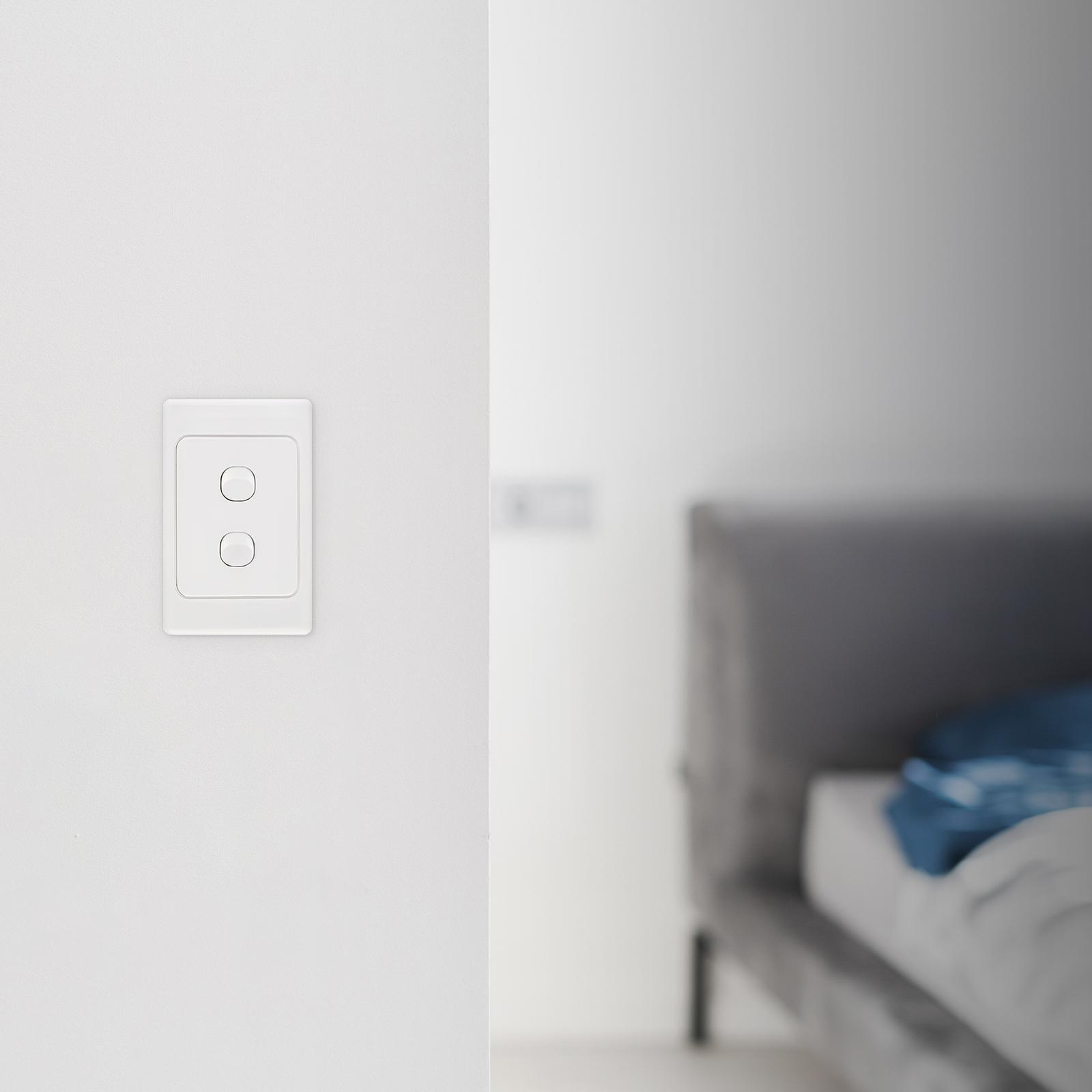 DETA White Double Vertical Light Switch 2 Gang Polycarbonate Indoor