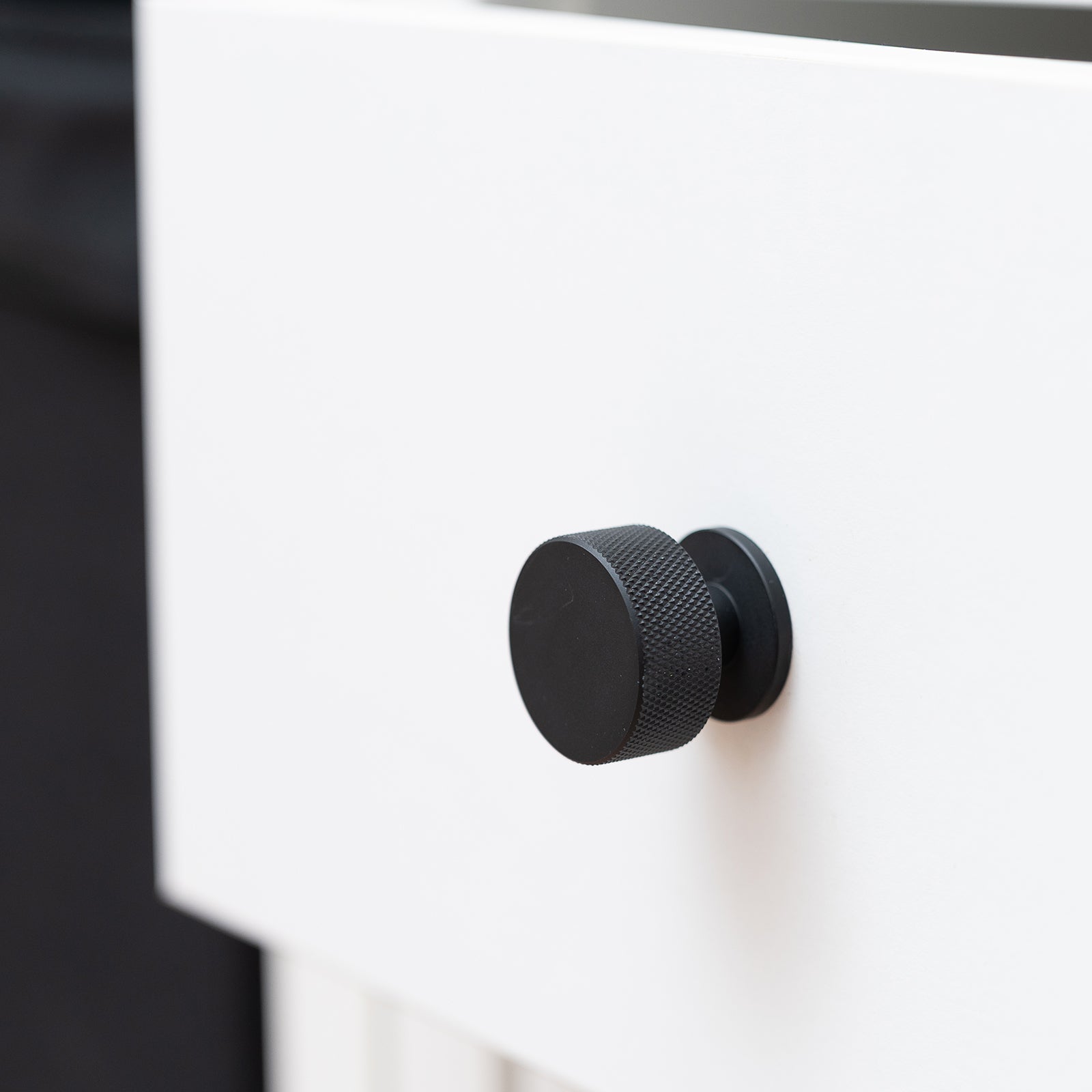 Taskmaster 32.5mm Knurled Matte Black Cabinet Knobs 4 Pack
