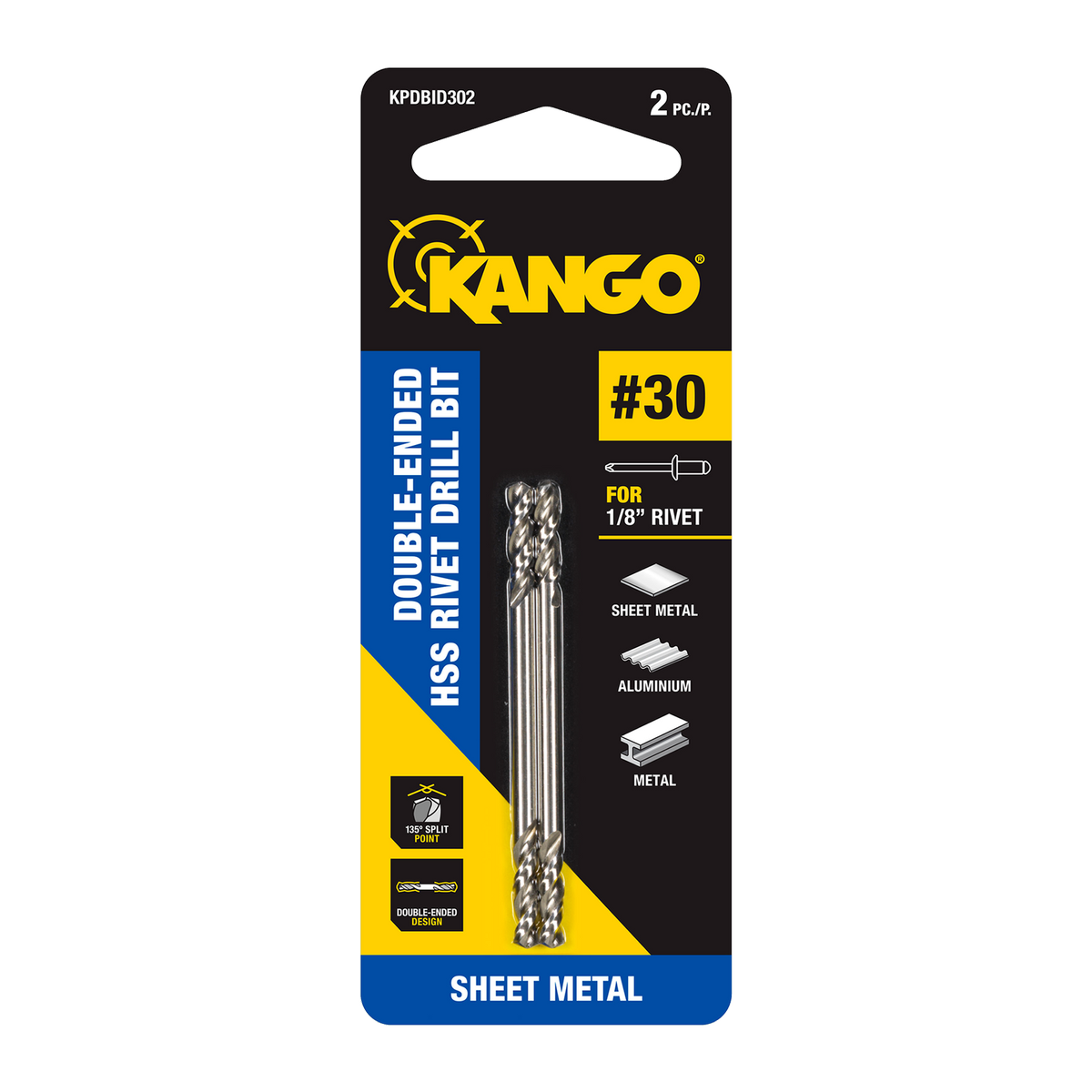 Kango No.30 HSS Double-Ended Rivet Drill Bit, 2 Pack