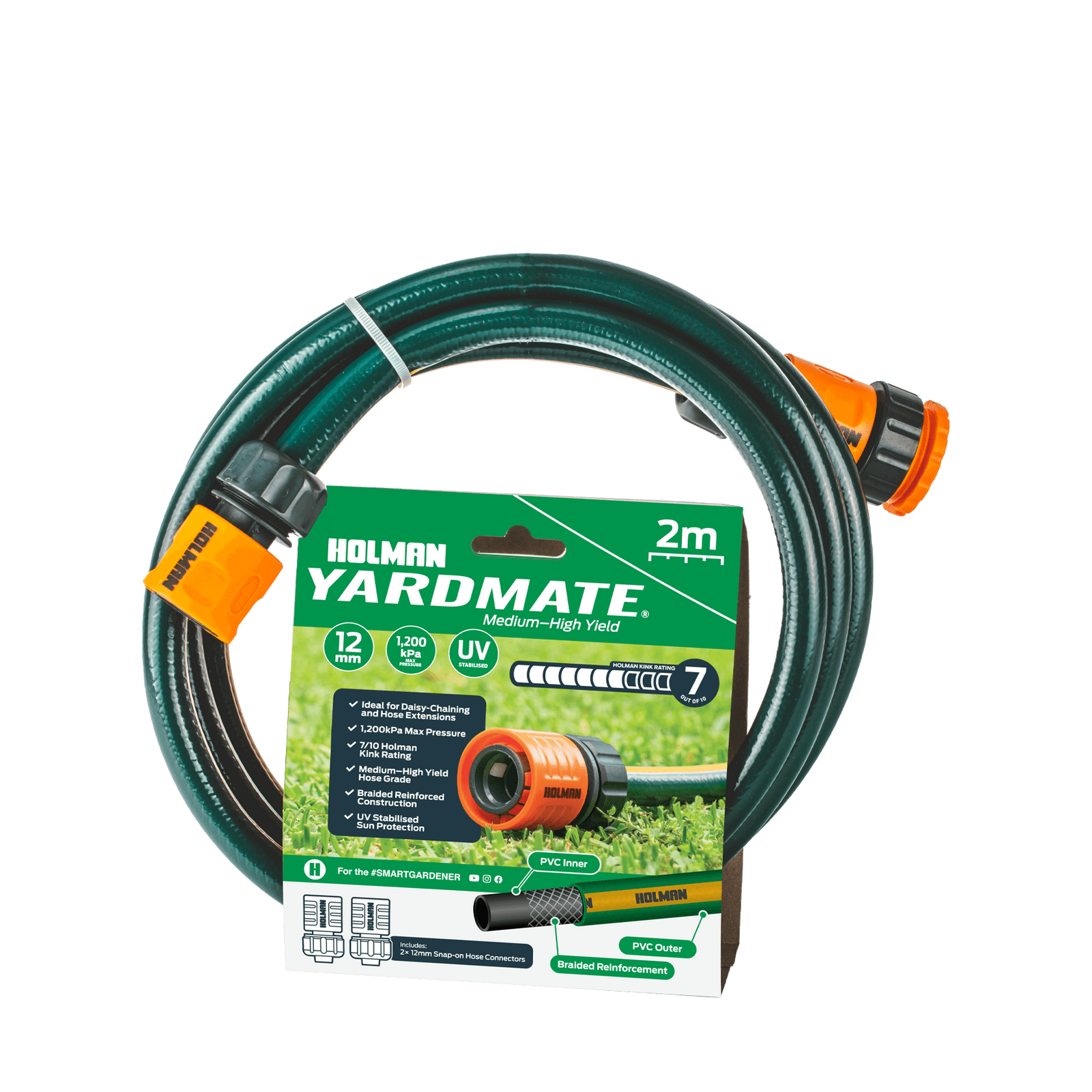 Holman 12mm x 2m Yardmate PVC Garden Hose Kink and UV Resistant
