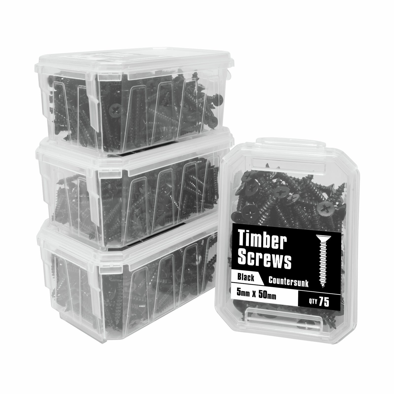 Pinnacle 5 x 50mm Black Countersunk Timber Screws - 75 Pack