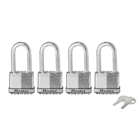 Master Lock Magnum 51mm Long Shackle Laminated Steel Padlock - 4 Pack