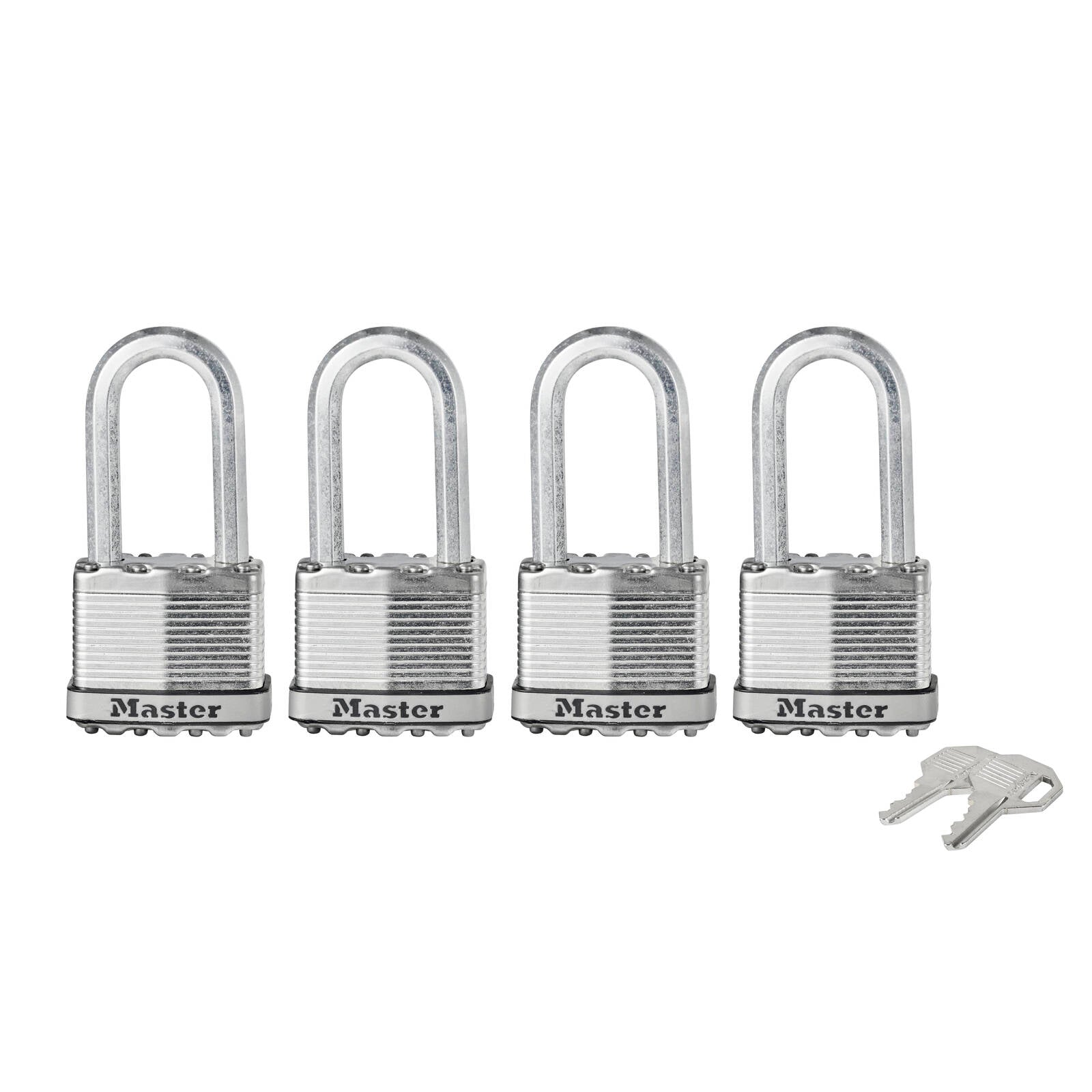 Master Lock Magnum 51mm Long Shackle Laminated Steel Padlock - 4 Pack