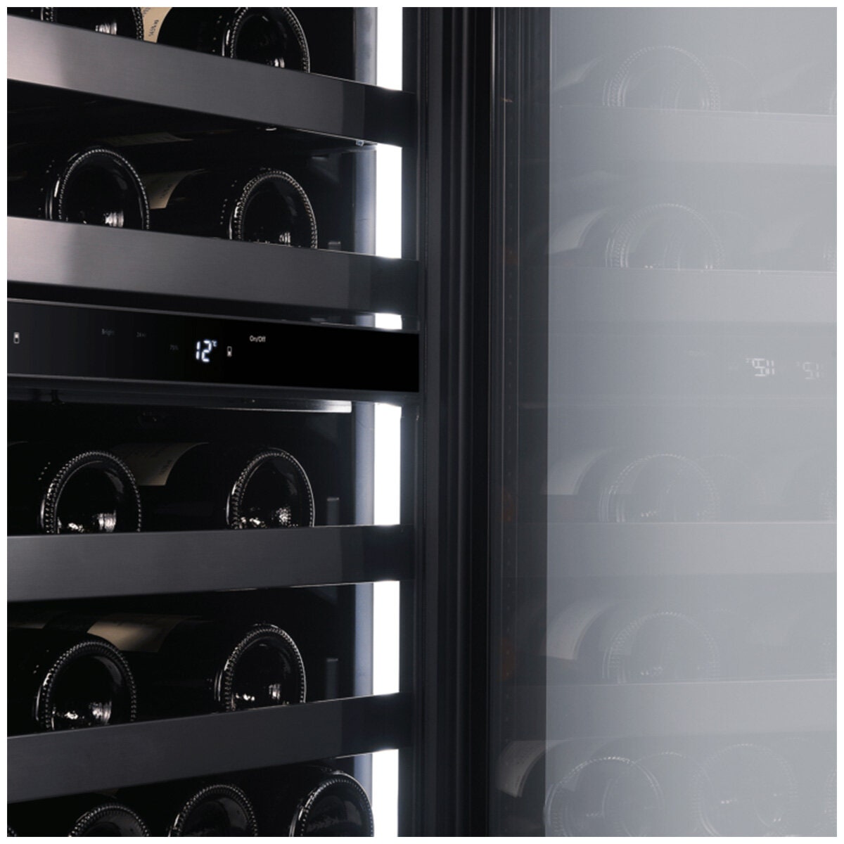 Artusi 37 bottle dual zone wine cellar - matte black, UV protected glass door, reversible hinge - AWC37BV