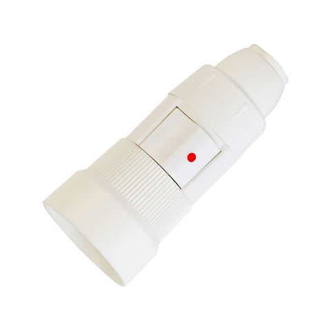 DETA White Rocker Switch Lamp Holder B22 Bayonet Polyester 250V 6318B