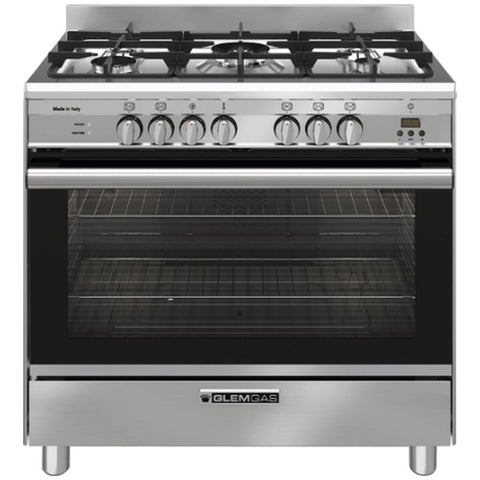 Glem Gas 90cm dual fuel freestanding oven - Stainless Steel, 140L, air fryer, wok burner - GA965GE