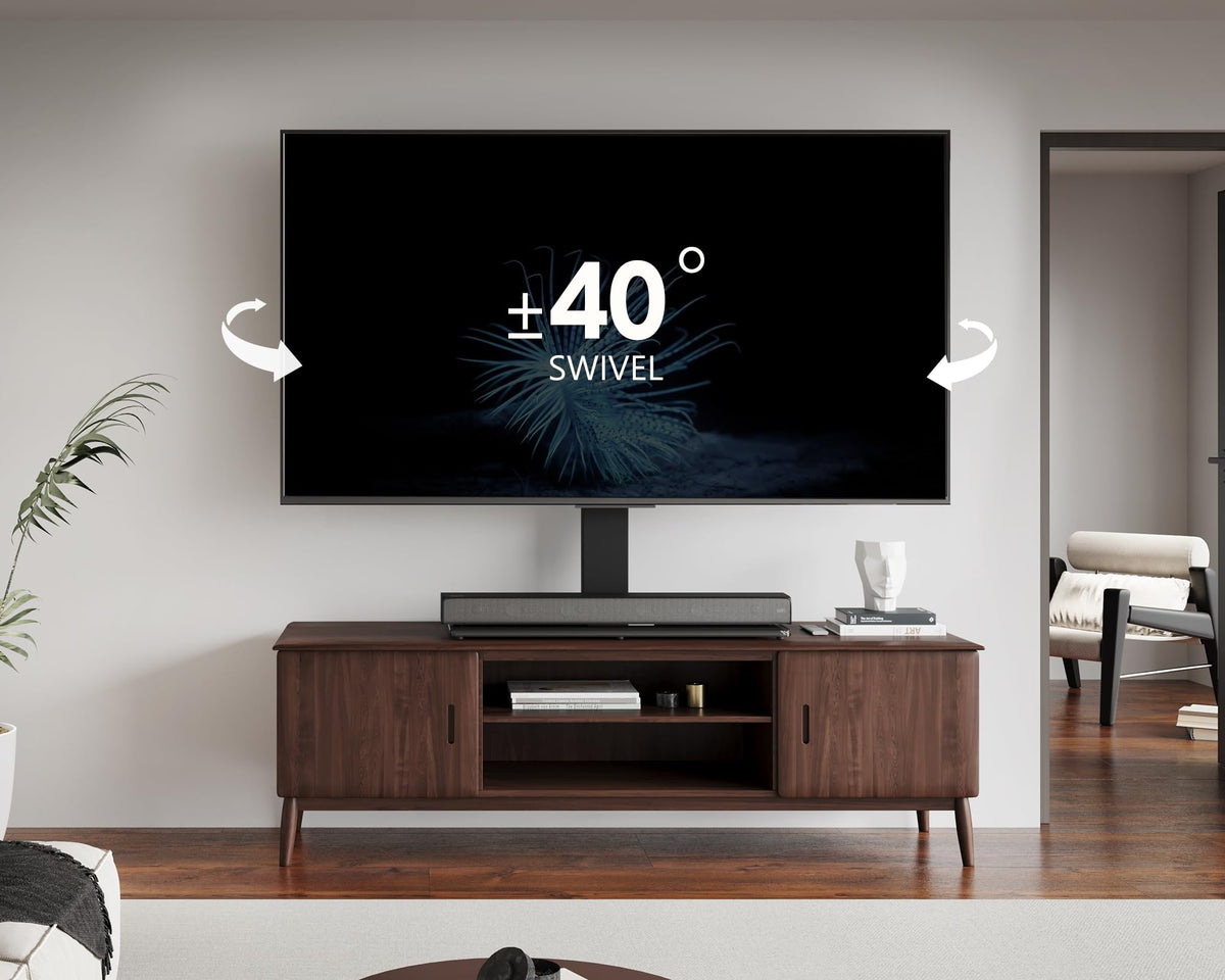 Universal Tabletop TV Stand for 50-80 Inch TVs - Black - Swivel 80 Degrees, 4 Height Settings, Holds 65kg, VESA to 800x6