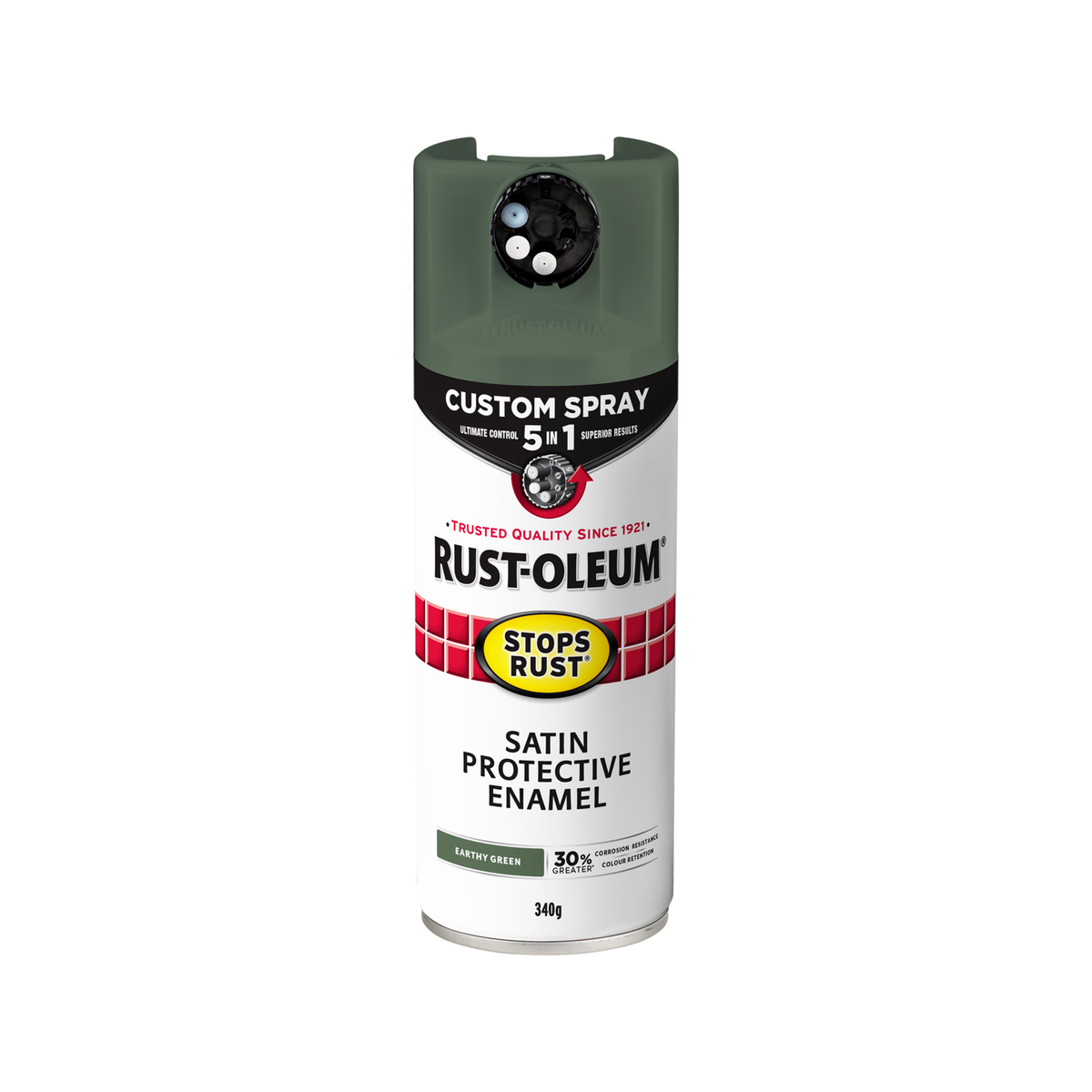 Rust-Oleum 340g Satin Earthy Green Stops Rust Custom Spray 5 In 1 Spray Paint