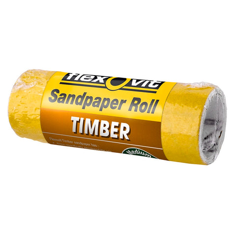 Flexovit 115mm x 1m 120 Grit Timber Sandpaper Roll, Aluminium Oxide, Yellow