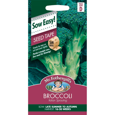 Mr Fothergill's Italian Broccoli Seed Tape Easy-Sow Vegetable Seeds