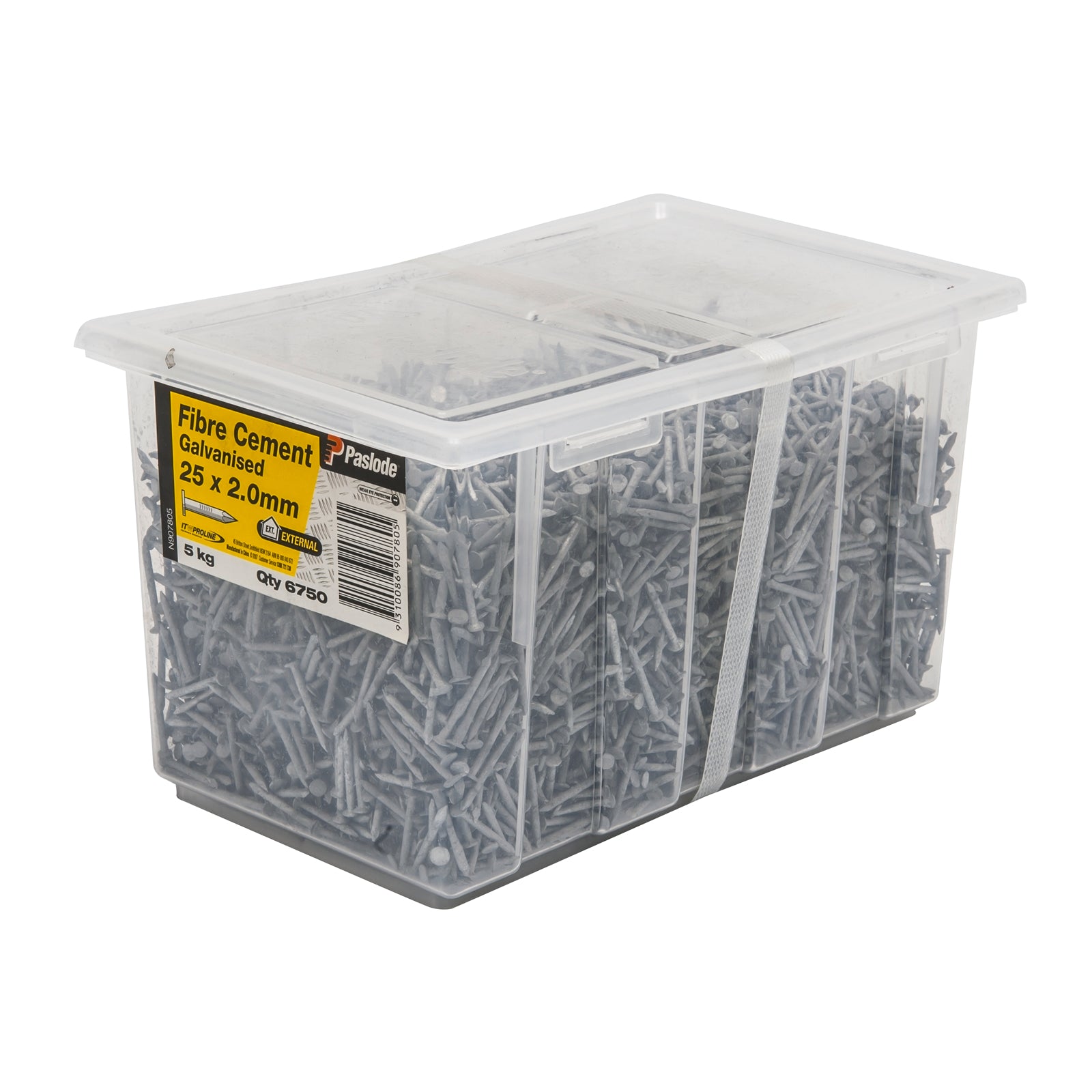 Paslode 25 x 2.0mm Galvanised Steel Fibre Cement Nails 5kg - 6750 Pack