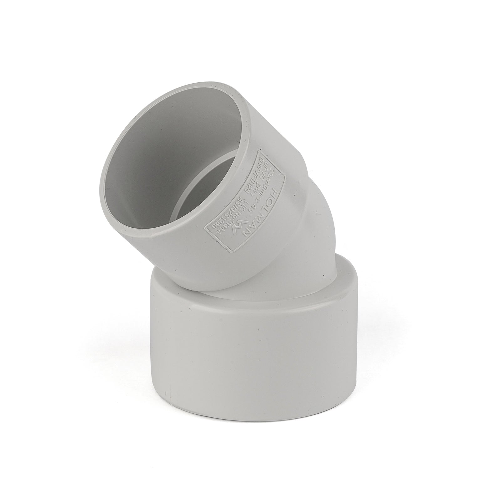 Holman 50 x 40mm 45° Male to Female PVC DWV Bend, Grey Underground
