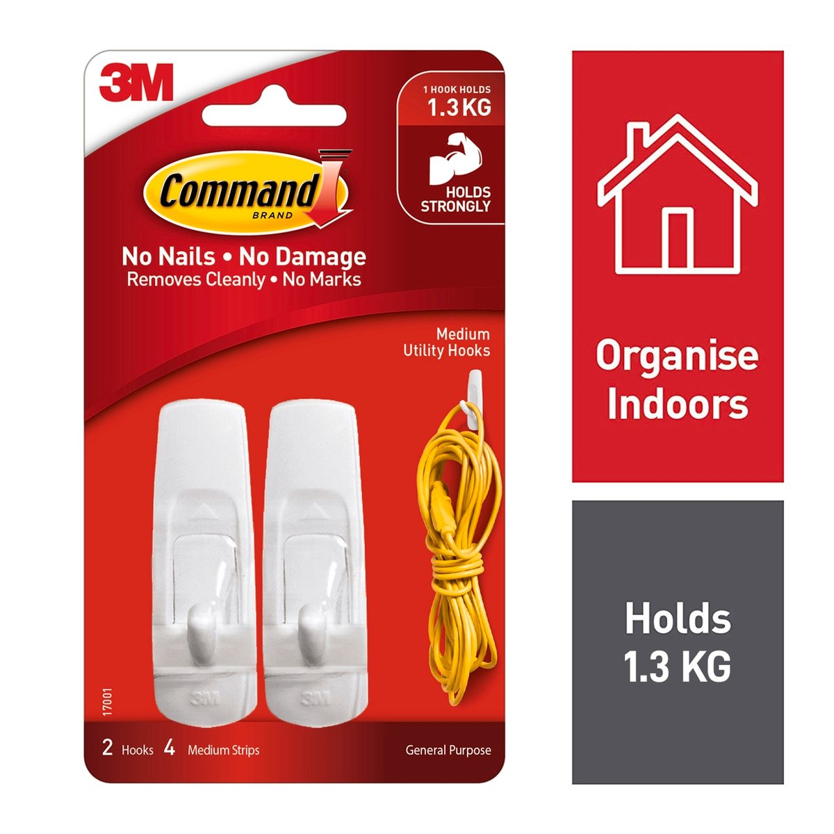 Command Medium Hooks - 1.3kg - Plastic - Damage-Free Hanging - 2 Pack - SuperSaverAU - view 2