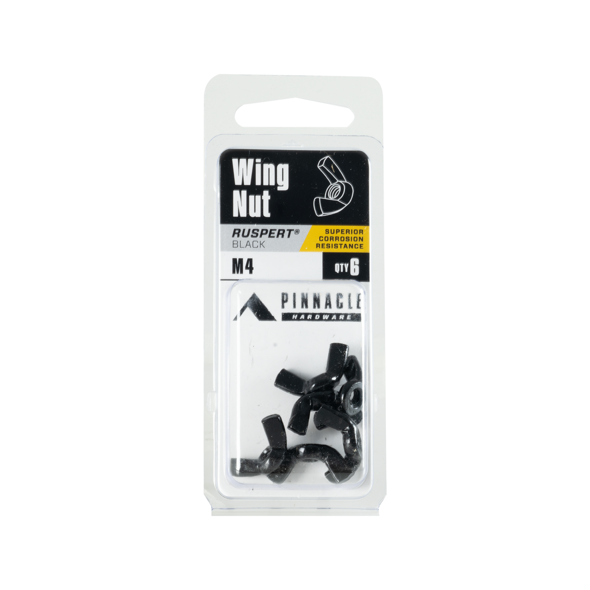 Pinnacle M4 Black Ruspert Wing Nut 6 Pack Corrosion-Resistant Fastener