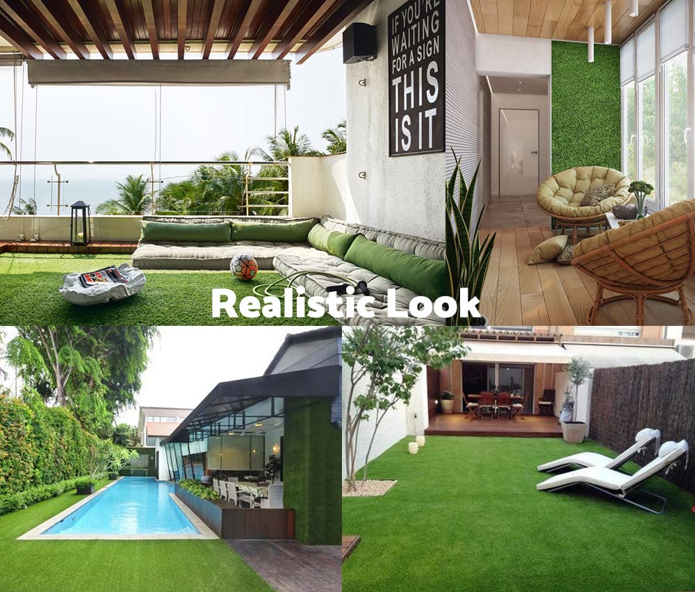 Artificial Grass Turf 2 x 5m - Four Tone 30mm Pile - 10sqm Synthetic Lawn, 14,700 Tuft Density, Slip Resistant Backing