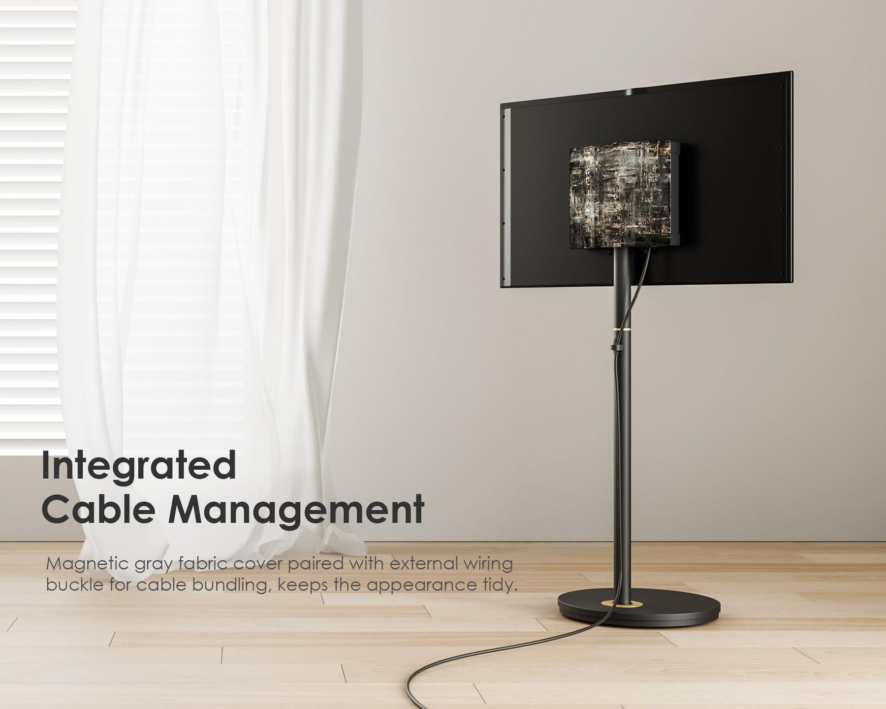 Small Rolling TV Stand for 24-48 Inch TVs - Black - Minimalist Portable Cart, Hidden Wheels, Max VESA 200x200