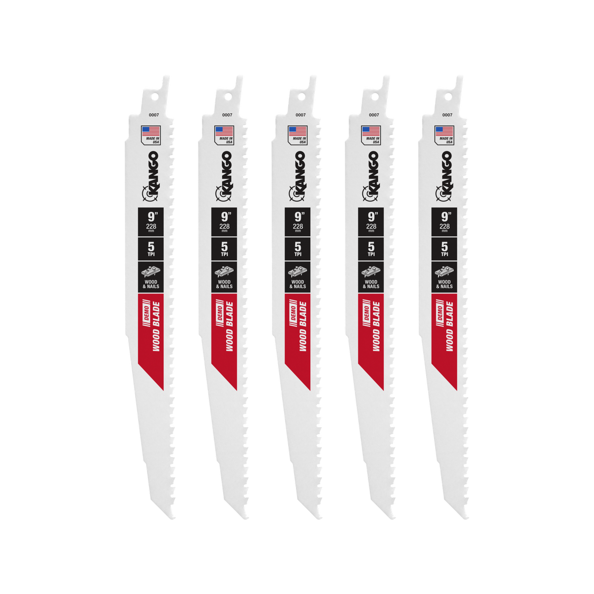 Kango 229mm 5TPI Wood Demo Reciprocating Saw Blade 5 Pack