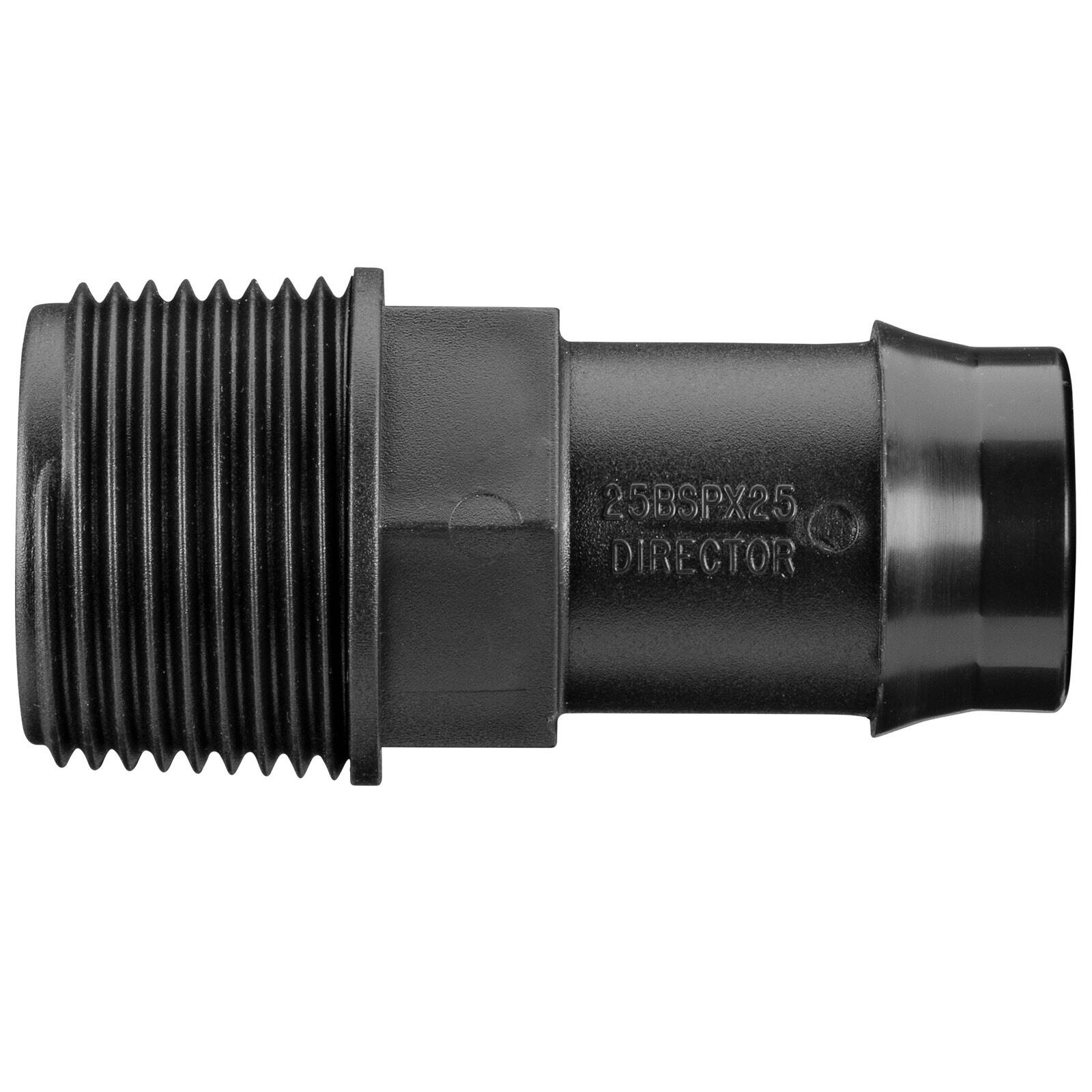 Pope 25 x 25mm BSP Male Director - Black Poly Irrigation Connector