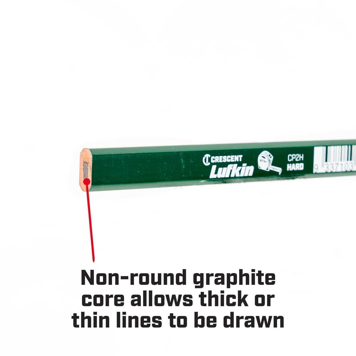 Crescent Lufkin Hard Green Carpenters Pencil, Wood, Hard Lead, Waterproof