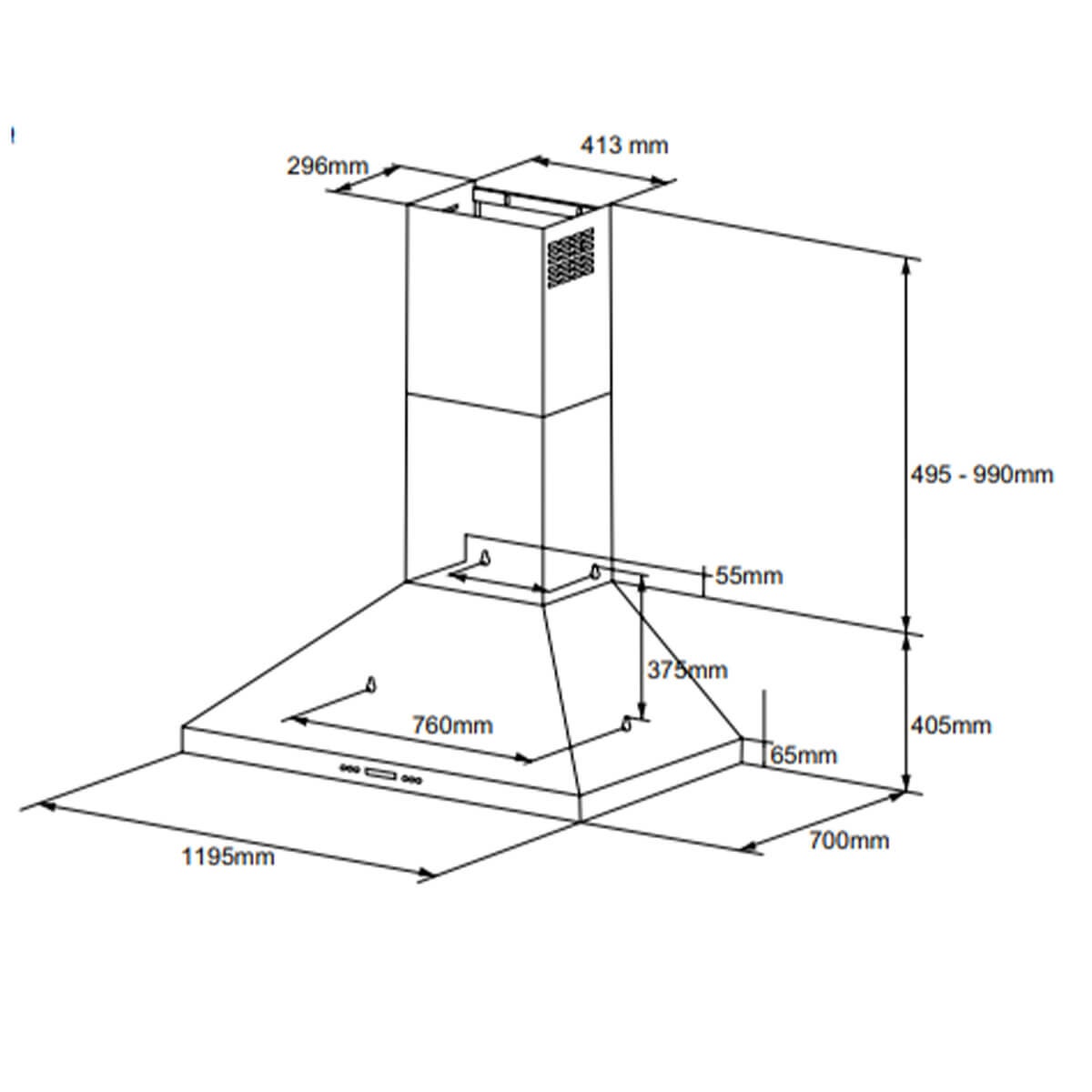 Artusi 120cm Canopy Outdoor BBQ Rangehood - Twin Motor, Stainless Steel, 2000m³/h - ACH12BBQ