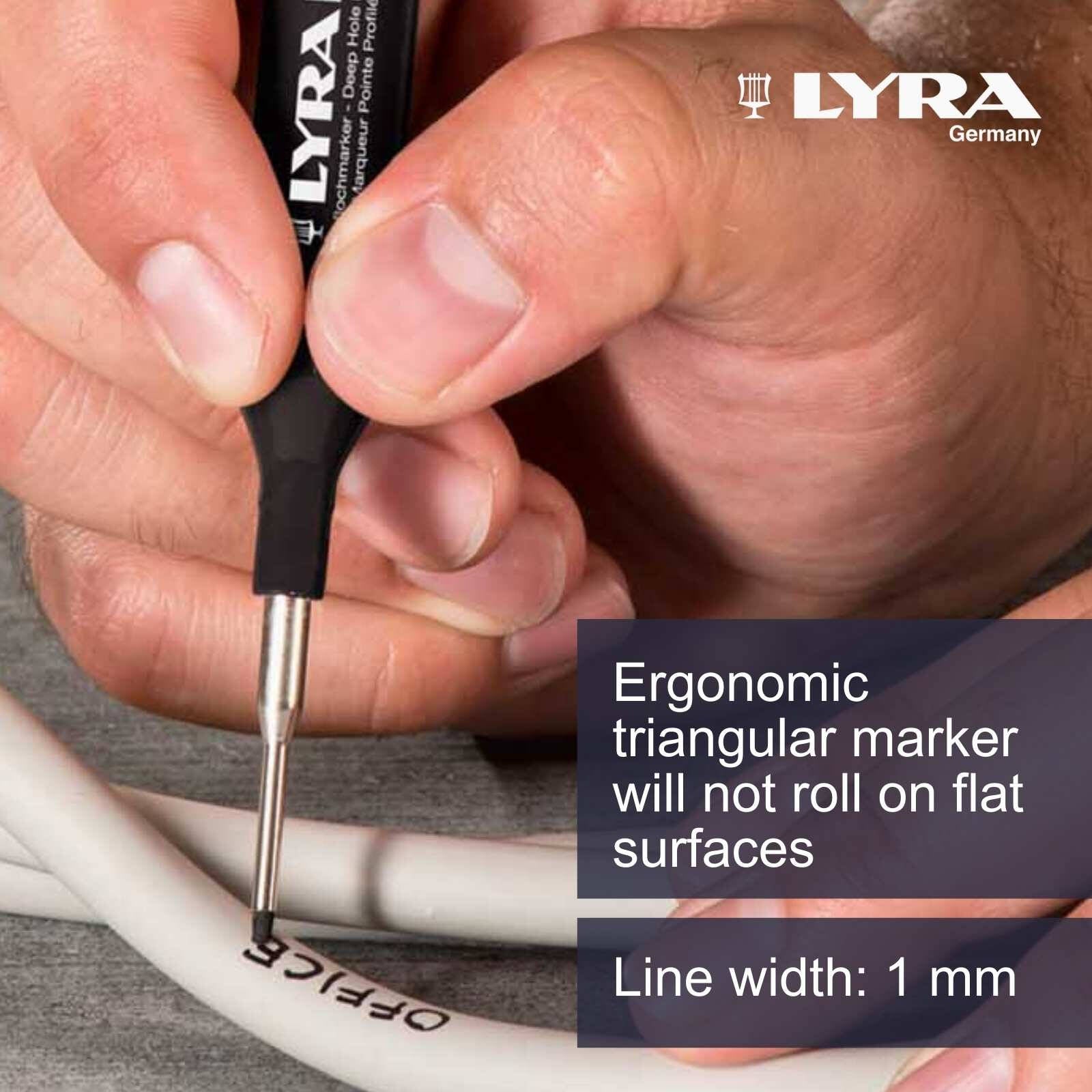 Lyra Deep Hole Permanent Construction Marker, Black, Metal Tip, 1mm Line