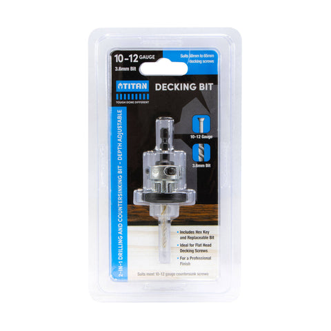 Titan 10G x 50mm Decking Countersink Tool 10-12G Depth Adjustable with Bit