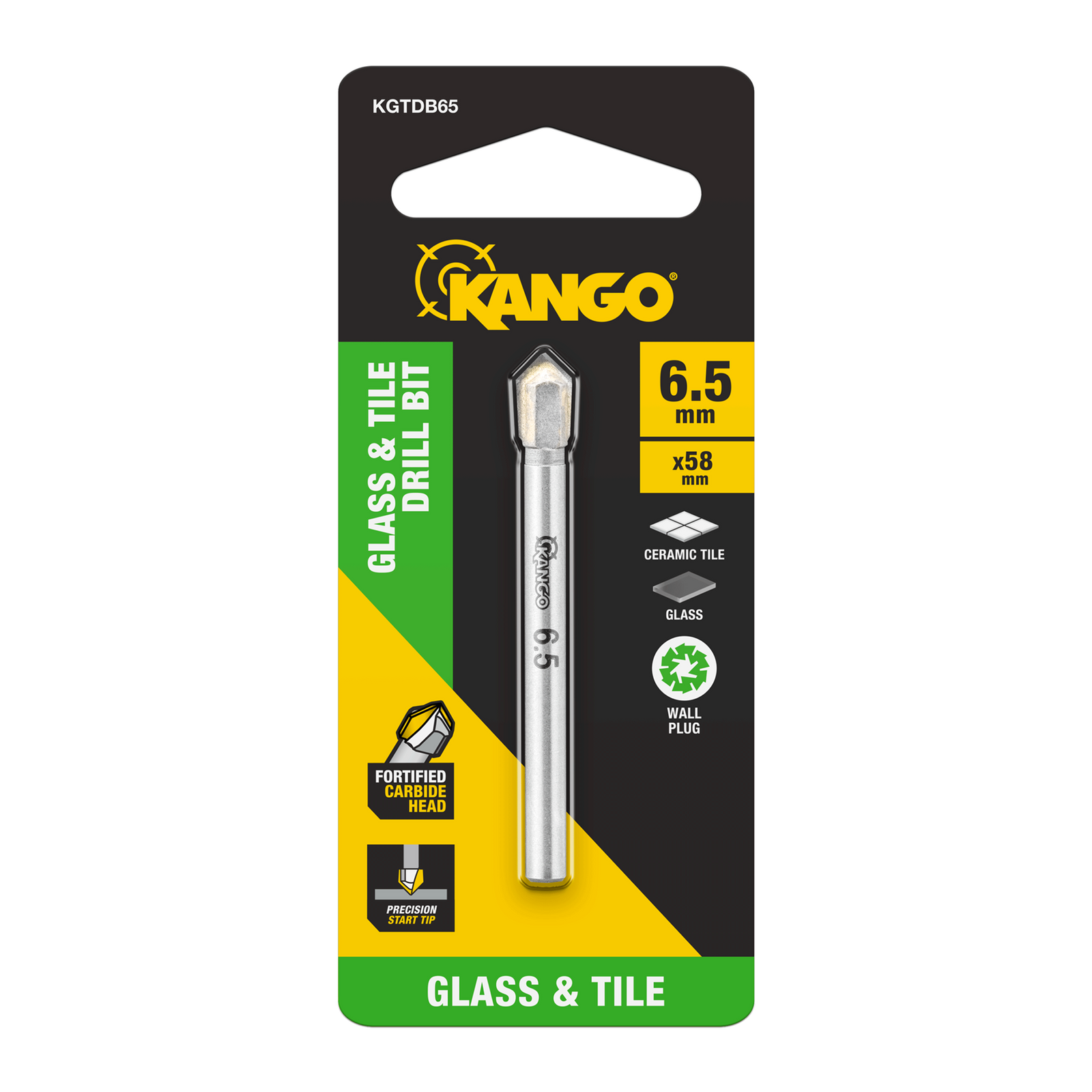 Kango 6.5mm Glass & Tile Drill Bit - Carbide Head for Wet or Dry Drilling in Glass & Tile