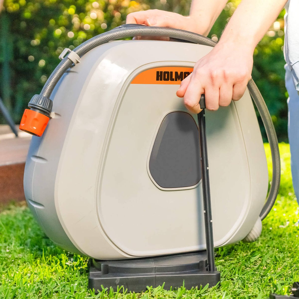 Holman 20m Portable Retractable Hose Reel with Ground Spikes - Auto Rewind