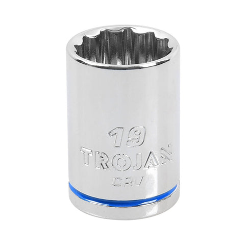 Trojan 19mm Socket 1/2 Drive - Polished Chrome Vanadium - Durable - 12-Point - SuperSaverAU - view 1