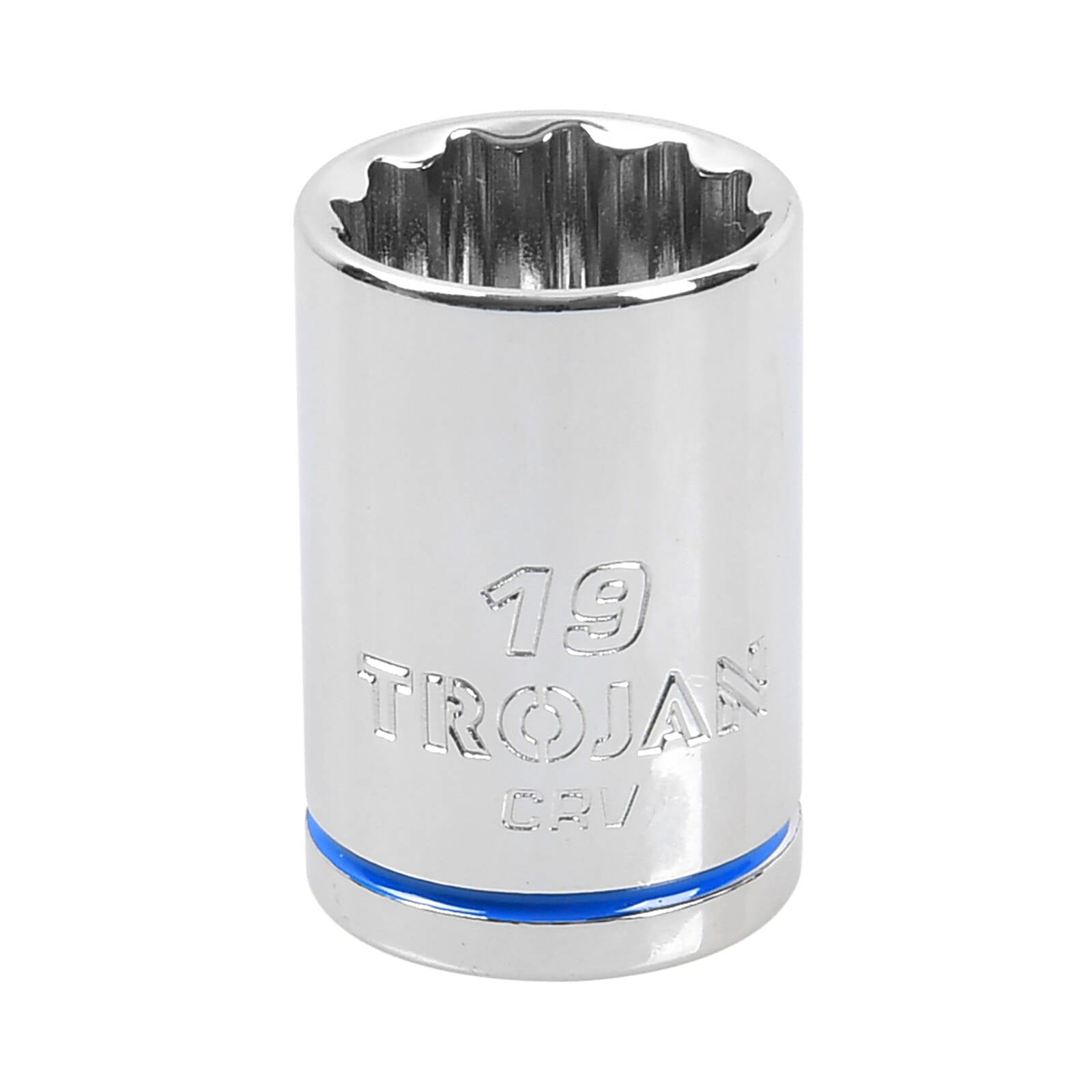 Trojan 19mm Socket 1/2" Drive, Chrome Vanadium 12 Point Metric