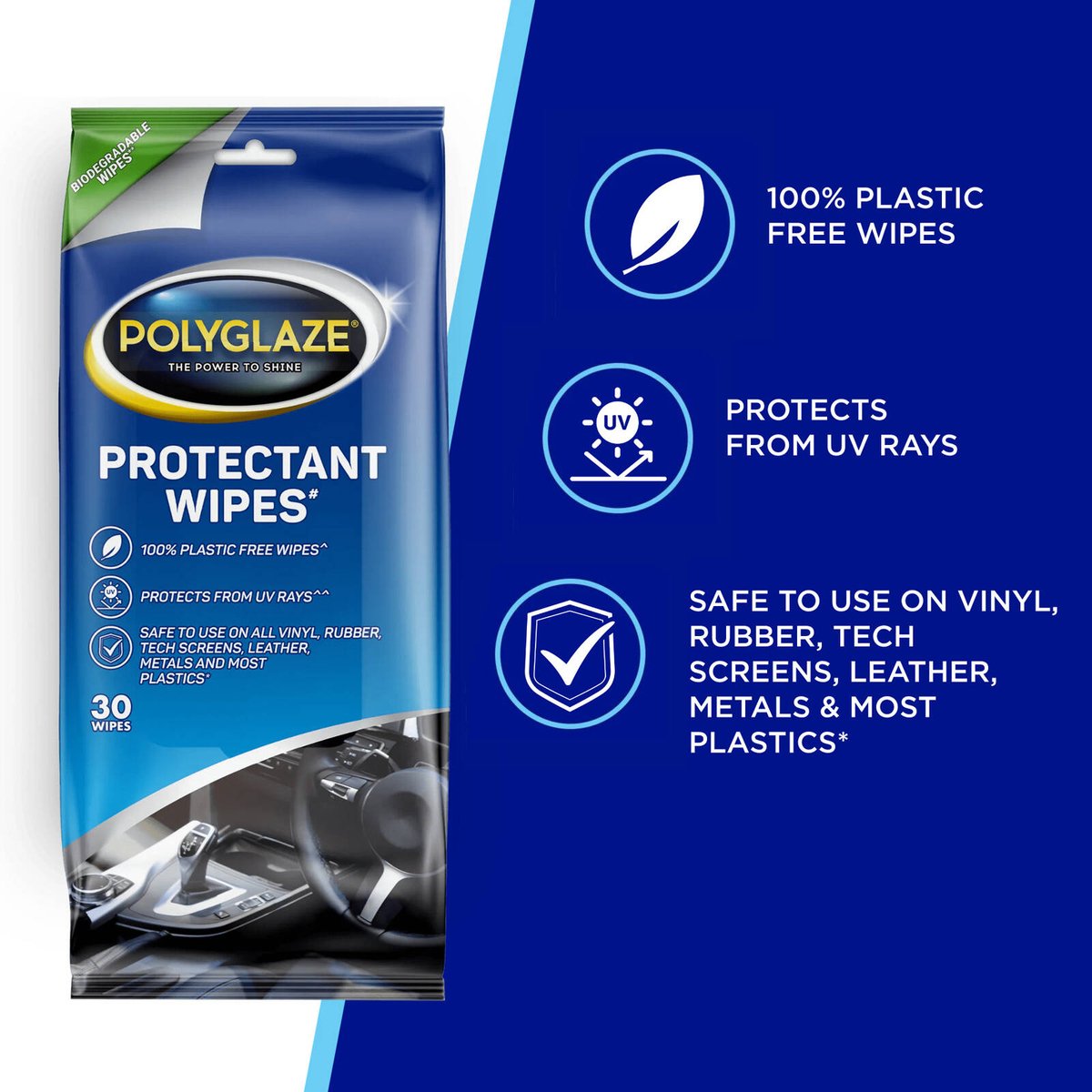 Polyglaze Auto Protectant Wipes - 30 Pack - Biodegradable - 115mm x 210mm - SuperSaverAU - view 3