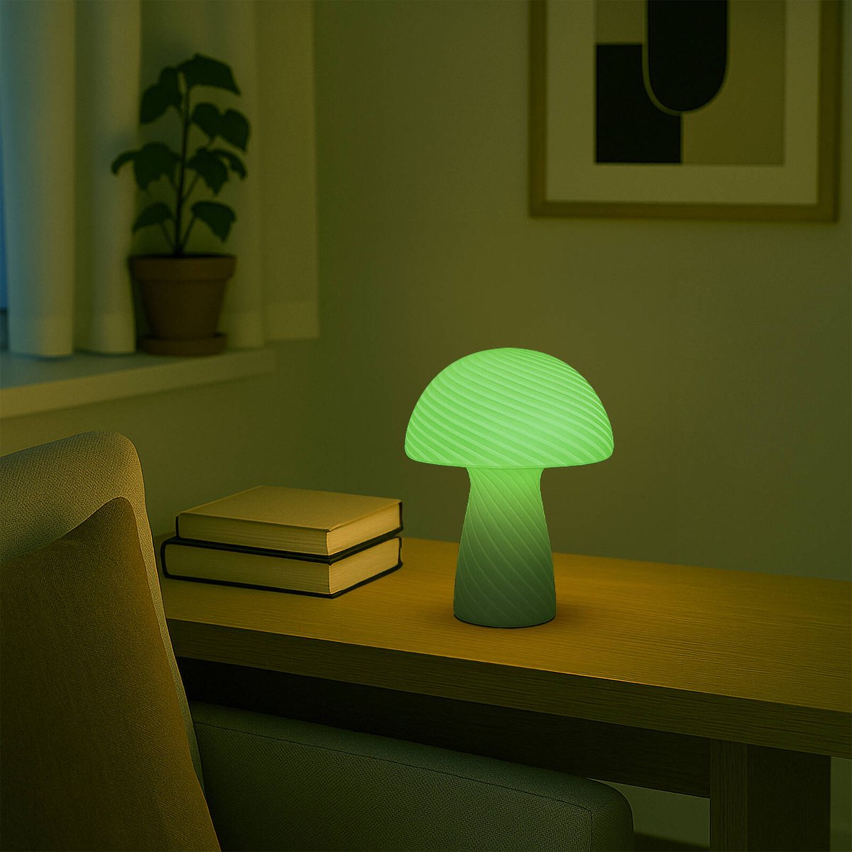 Mirabella Green Shanie Colour Changing LED Table Lamp, Glass Finish I005234