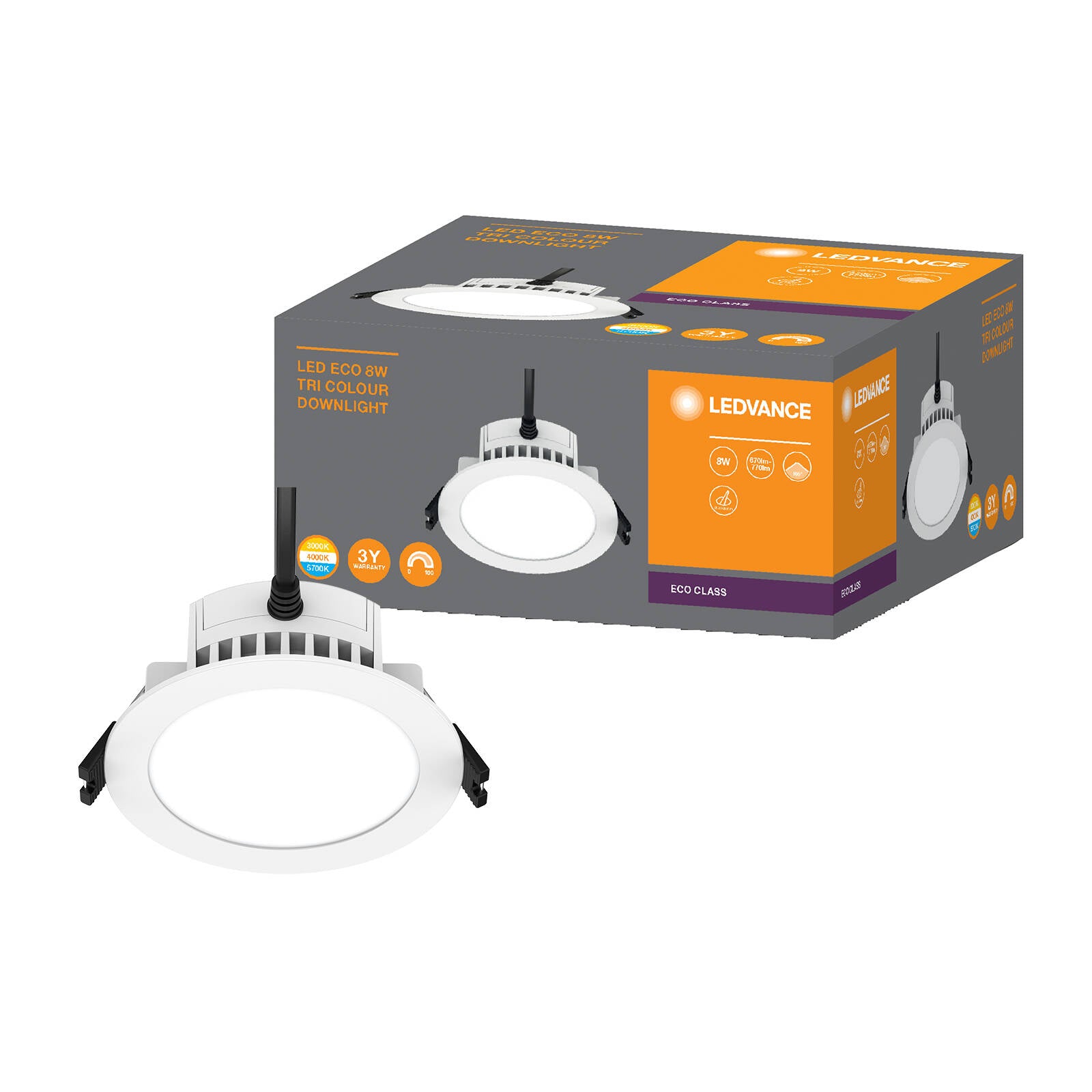 Ledvance 8W 240V 700-800lm Fixed Tri-Colour LED Downlight 4058075723238