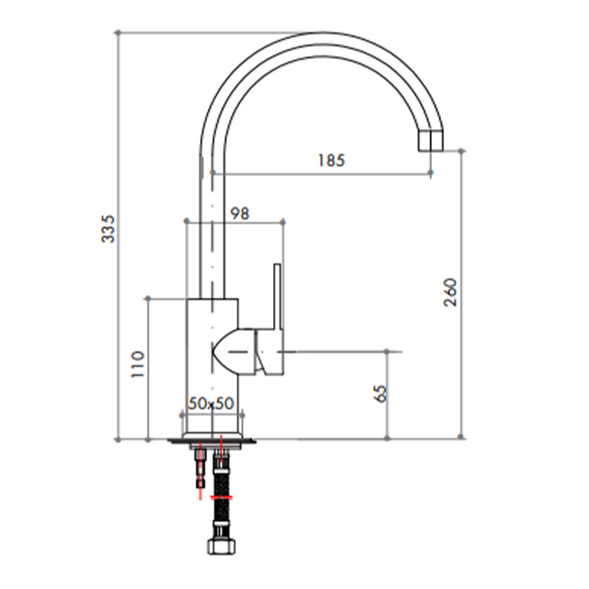Artusi Kitchen Mixer Tap - Matte Black, 5 Star WELS, Single Lever, Swivel Spout - ASM101B