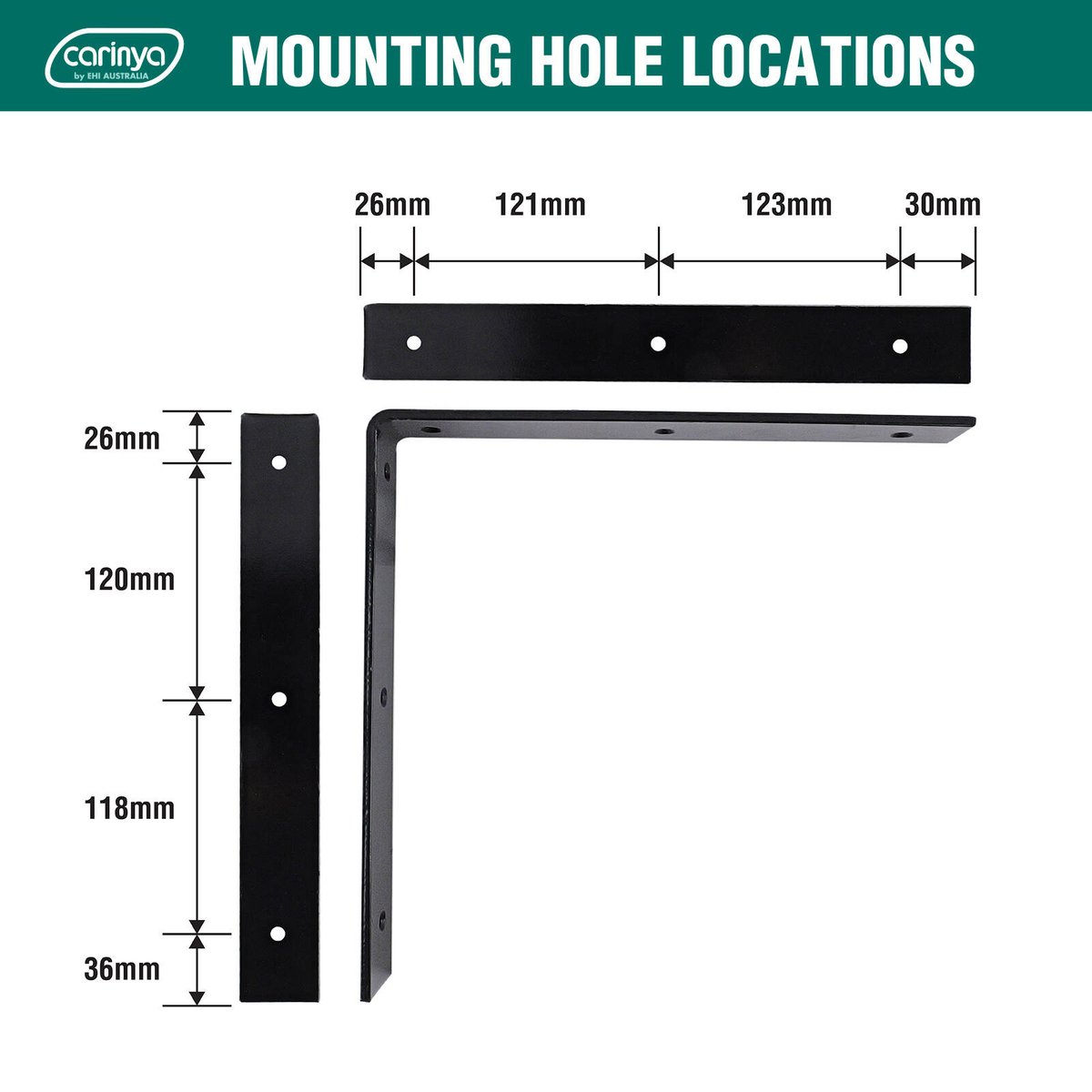 Carinya Black Angle Bracket 300 x 300mm - Heavy-Duty Support Solution - SuperSaverAU - view 5