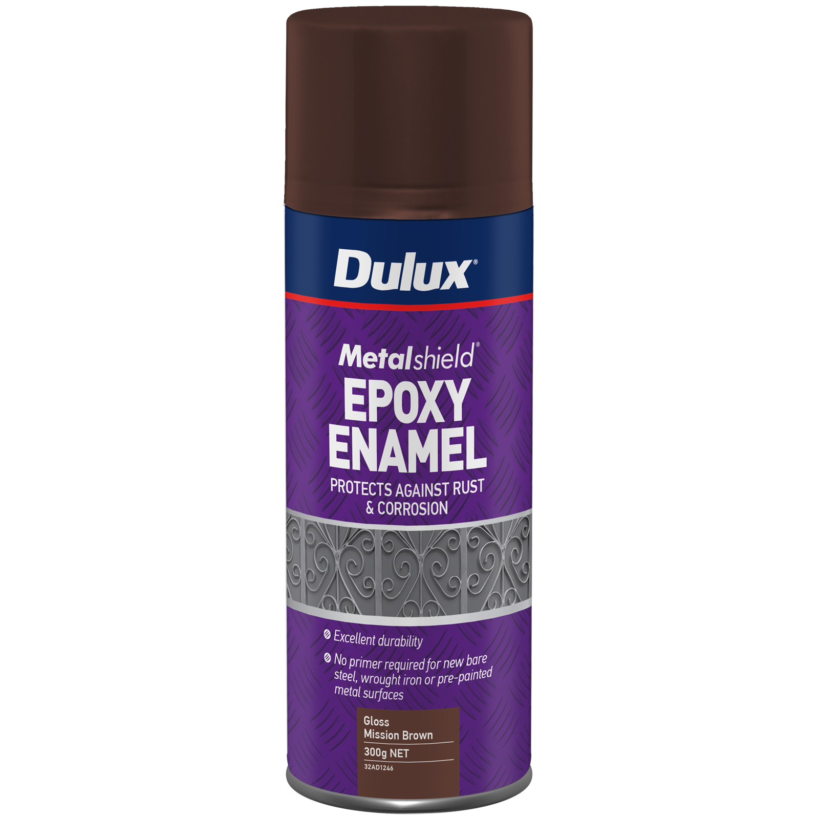 Dulux 300g Metalshield Epoxy Enamel Gloss Spray Paint Mission Brown No Primer Needed