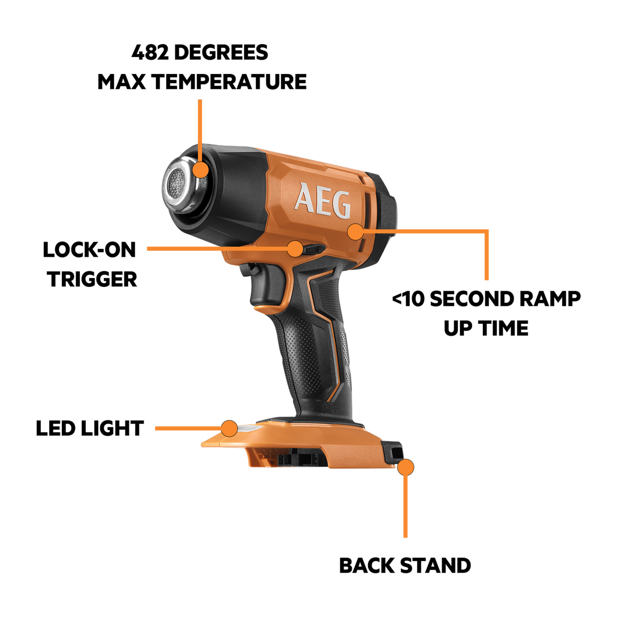 AEG 18V Cordless Heat Gun - Skin Only A18HG0
