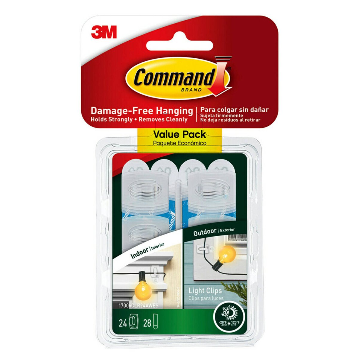 Command Outdoor Light Clips - 24 Pack - Clear - Damage-Free Decorating - SuperSaverAU - view 1