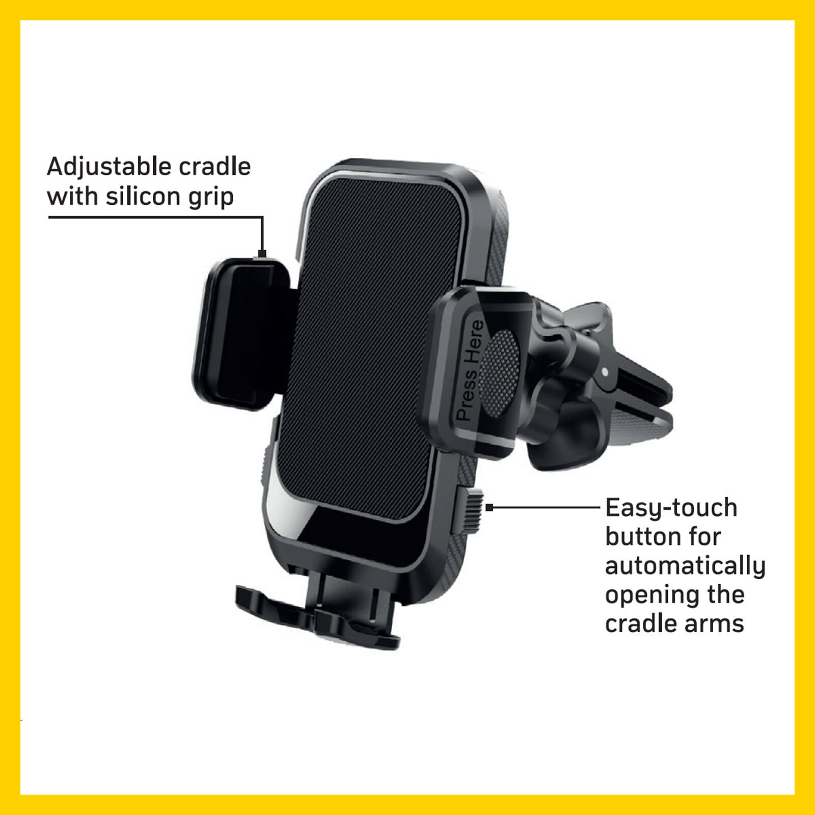 Antsig 2-in-1 Car Phone Mount - Vent & Suction, Quick-Release ABS AP091B