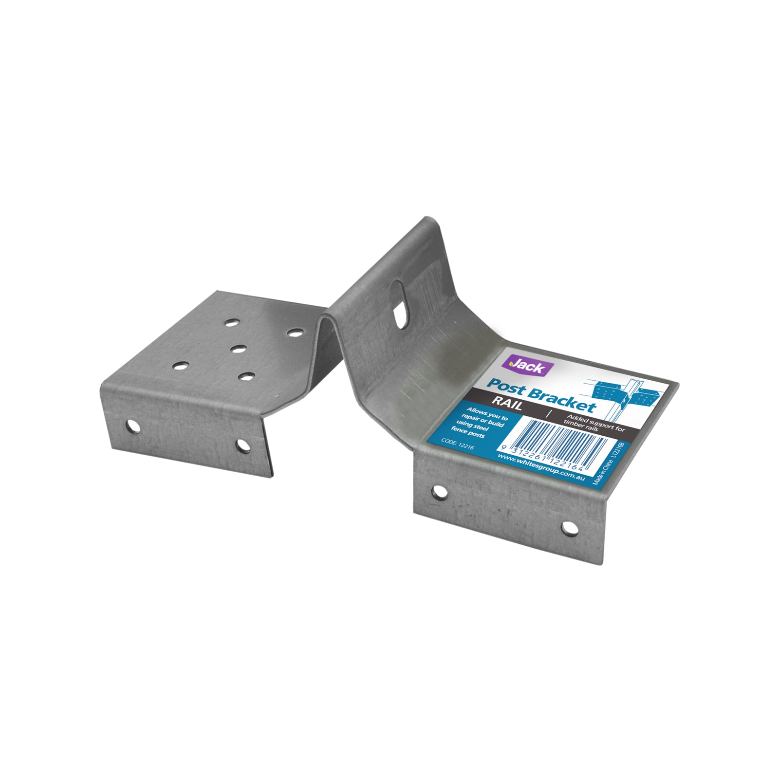 Jack Hot Dipped Galvanised Steel Rail Post Bracket 170 x 60mm Pre-Drilled