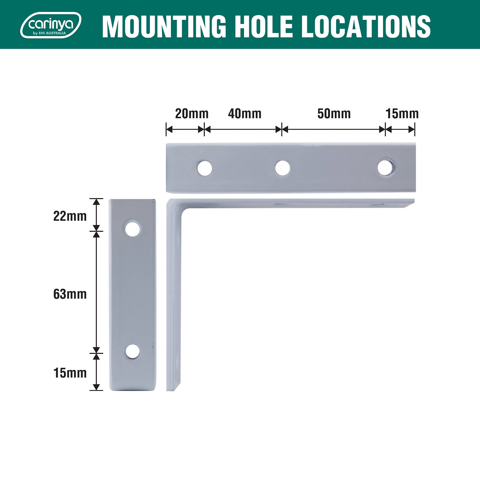 Carinya 100 x 125mm White Heavy-Duty Powder Coated Steel Angle Bracket, 200kg