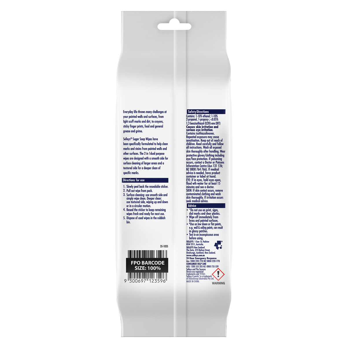 Selleys Sugar Soap Wipes - 25 Pack - Ethyl Alcohol - Dual Purpose - SuperSaverAU - view 3