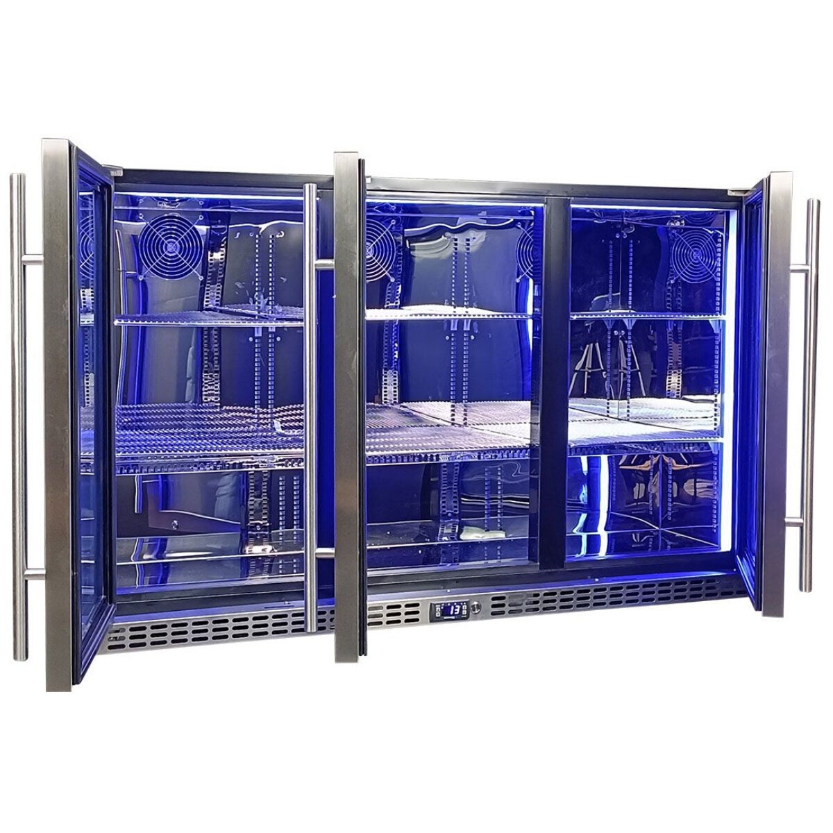 Schmick 399L Under Bench Stainless Heated Glass Fridge - 3 Doors, Lockable, LED Lighting - SK386-HD